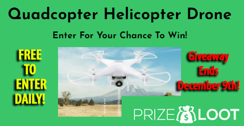 Prizeloot's tweet photo. #PrizeLoot #Sweepstakes #Giveaways

Have even more fun on #CyberMonday and #Hanukkah!
Enter to win a super cool Quadcopter Helicopter Drone!
#Drawing held December 9th!

Get Your Free Chance to Win: https://t.co/3cjZQyRjFr https://t.co/hWkgWT1Sxi