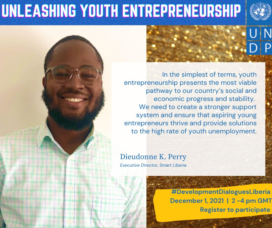 UNDPLiberia's tweet photo. Meet @donne_416, who through @SMARTLiberia, is empowering #youth to become change leaders by providing opportunities in #education, #entrepreneurship and #technology. 
Register here👉https://t.co/vphD2duKmJ and take part in the conversation. https://t.co/NcUx5zOiq7