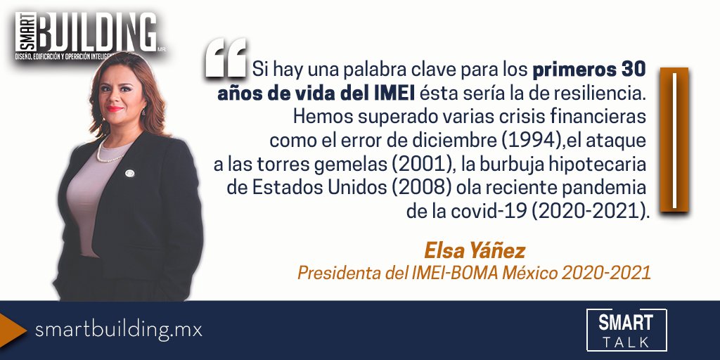 SmartBuilding_'s tweet photo. #SmartQuote El IMEI-BOMA cumple 30 años de resiliencia en el sector inmobiliario de México. 🏢🌱 @IMEIMexico @elsayanez #Arquitectura #COVID #SmartBuilding https://t.co/zvkDZ9pNiB https://t.co/VN5rzu1BD9