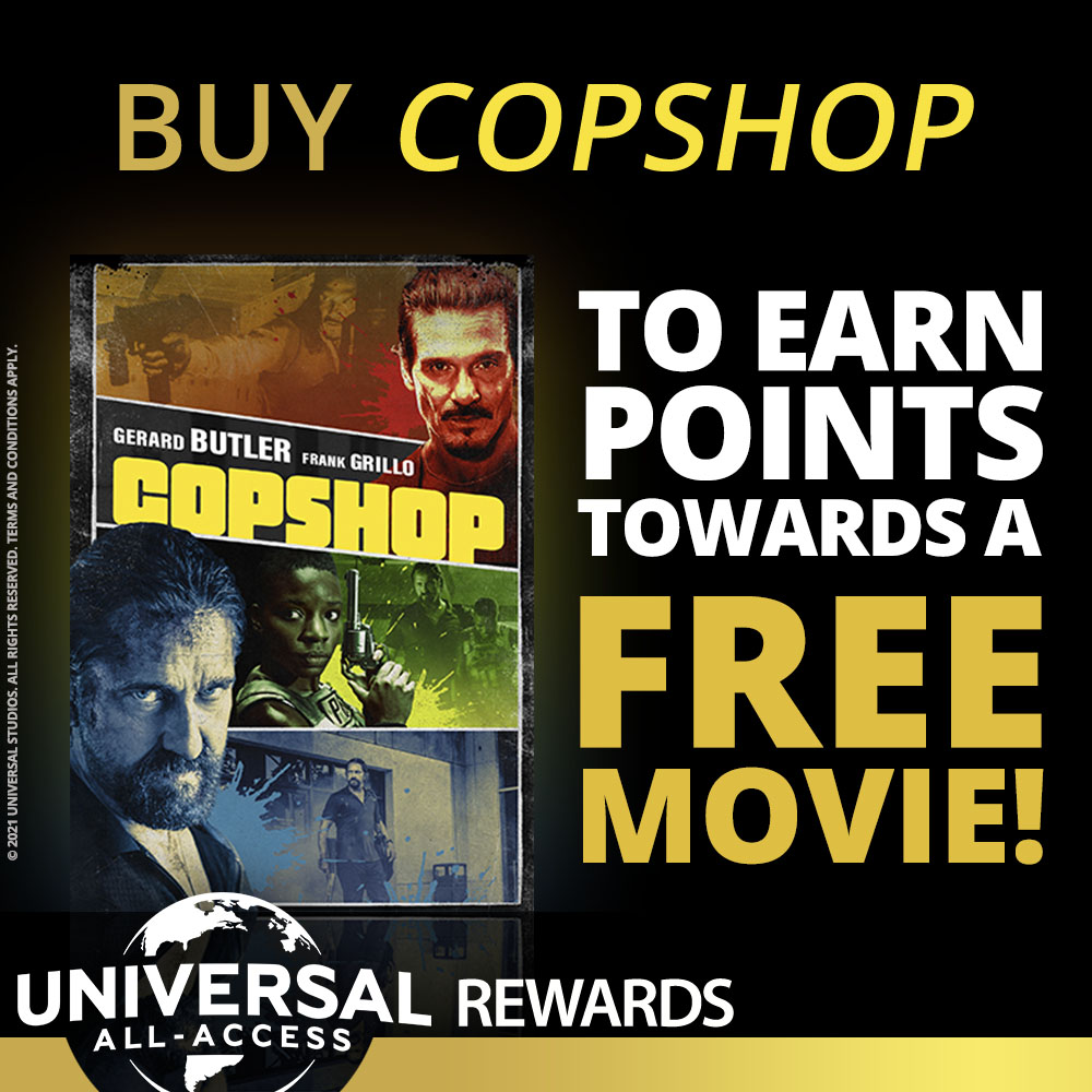 Get rewarded for purchasing Copshop and other movies you love.  Join Universal All-Access Rewards to get started. (only  18+, U.S.A resident) 
uni.pictures/CopShopUPPATw