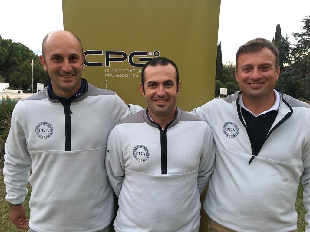 PGAitaliana's tweet photo. Close up of our three men in #Algarve ready for tomorrow 🇮🇹 Go guys 💪
@cpg_golf #IntTeamChamp
@PerrinoPro_ 
@greggy36 
@NicolaMaestroni @Penina_Resort https://t.co/TEWXAyLIkF