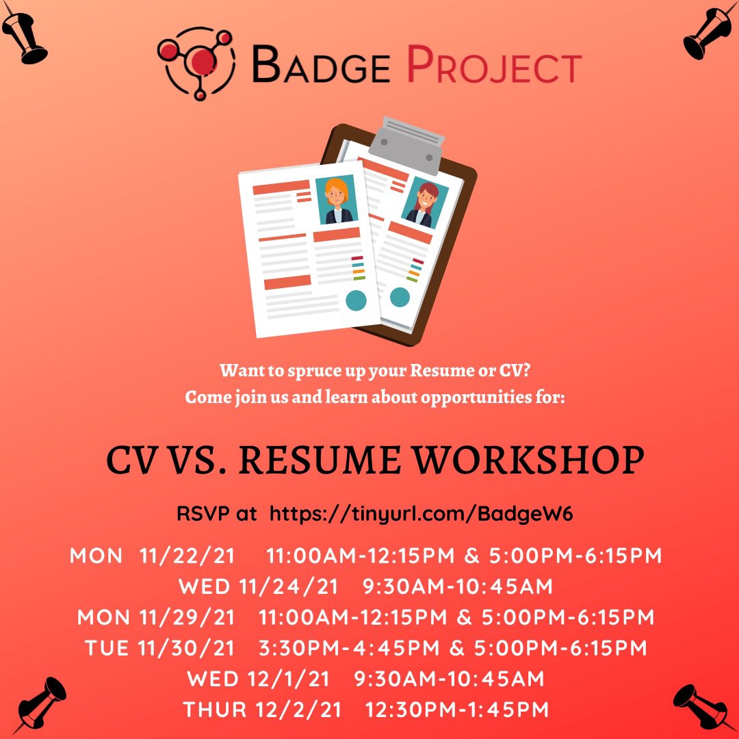 csunstartbadge's tweet photo. Make sure to join us today matadors! Our CV vs Resume workshop continues this week! #cv #resume #workshop #csu #csun #matadors #university #students #join #us #badgeproject #HERECenter #STARTOffice https://t.co/I1TciSFTRl