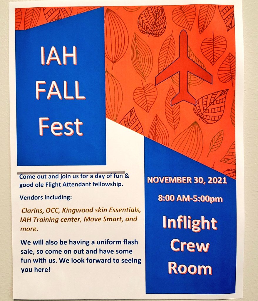 Hey y'all if you are in the area tomorrow stop by IAH Inflight Crew Room and say hello. We've got a little something for everybody. 
#UAIFSbaseIAH #beingunited