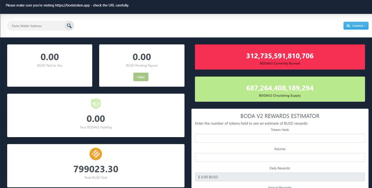 BodaToken's tweet photo. The new #BODAV2 dashboard is now live at https://t.co/LEV3pFRAYU 🙌🎉

At the moment the wallet connect is only compatible with Desktop versions and only for Metamask Wallets. Manual claim button works too! Mobile compatibility has given us issues, which will be fixed this week! https://t.co/V17MHNcr3s