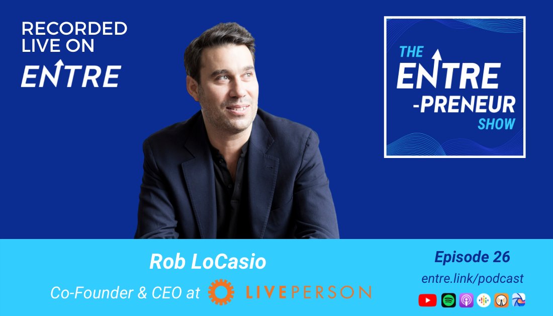 joinentre's tweet photo. Episode 26 of the Entre-Preneur Show is live 🚨

@michaelwmarra interviews @RobLoCascio, Founder/CEO of @LivePerson Inc. (LSPN), a $4B publicly-traded company.

#SleepingOnCouch #Ramen #Surviver
#DotComBoom #2007MarketCrash #CovidPandemic

Listen here 🎧👇
https://t.co/ROZzVVvhE5 https://t.co/4qoQ6fMstU