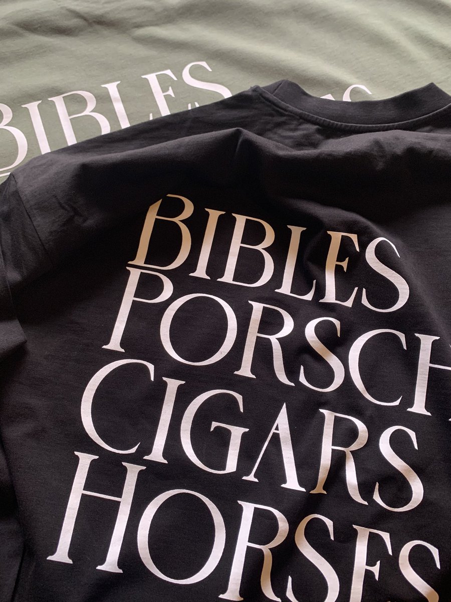 MILLZBRAND's tweet photo. BIBLES PORSCHES CIGARS HORSES™️

CUT + SEW QUALITY 

https://t.co/JxZZmqaFDk https://t.co/AngQRIj3UV