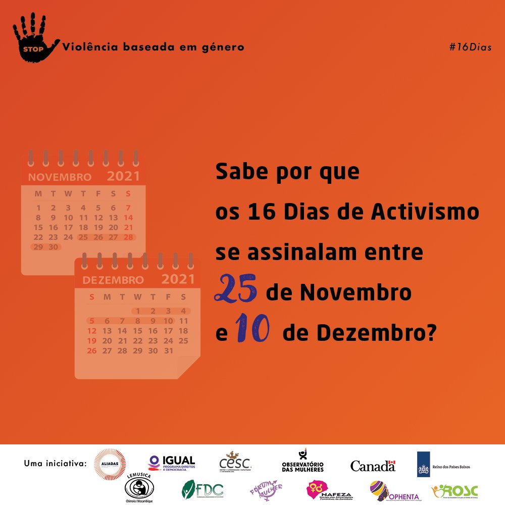 WVL_ALIADAS's tweet photo. Estas datas foram escolhidas pelo seu significado e simbolismo. 25 de Novembro é o Dia Internacional de Luta Contra a Violência à Mulher e o dia 10 de Dezembro é o Dia Internacional dos Direitos Humanos. 
#16Dias #16Days #STOPViolencia #OrangeTheWorld #30YearsOfActivism https://t.co/r8KtVz8KVz