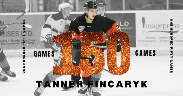 LloydBobcats's tweet photo. ICYMIβ> Congrats to Bobcats forward Tanner Fincaryk who played in his 150th game in the @TheAJHL last Wednesday when the Cats defeated the Spruce Grove Saints! #MilestoneGame https://t.co/yu0W5oYC56