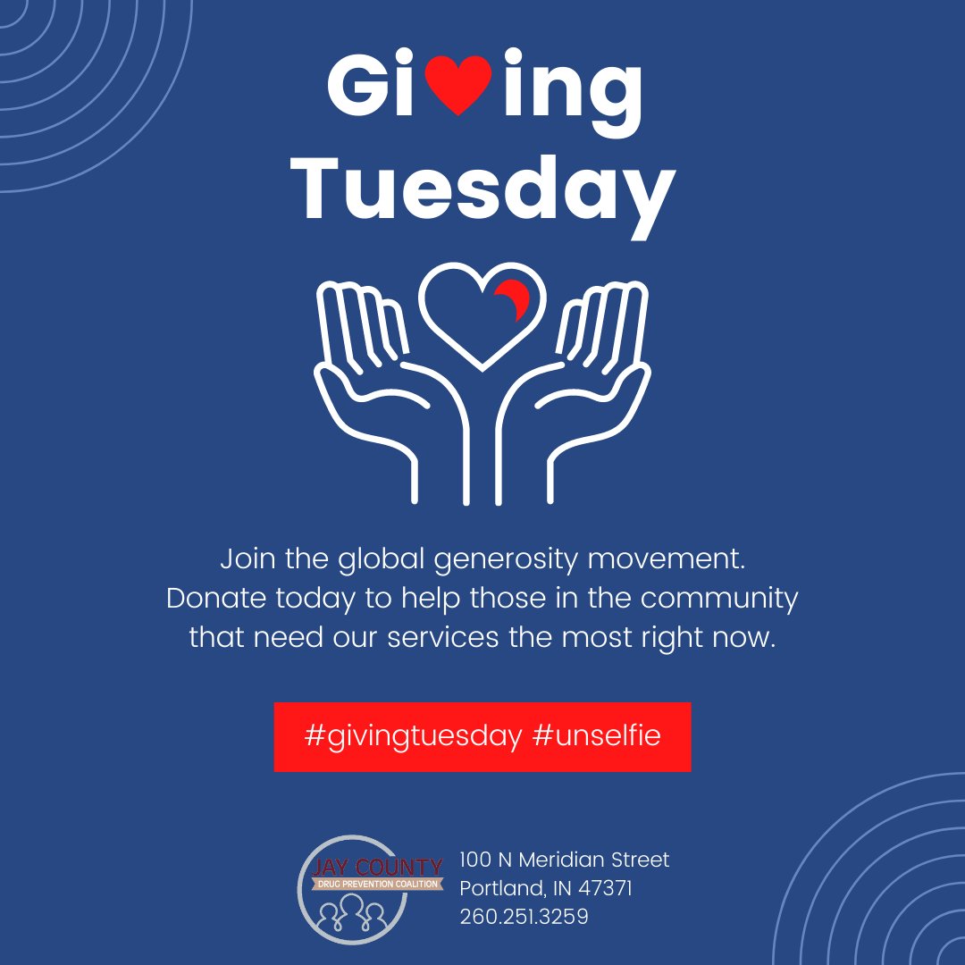 DrugFreeJay's tweet photo. You've heard of Black Friday and Cyber Monday, but what about #GivingTuesday?

An annual generosity movement on the Tuesday after Thanksgiving, giving people the opportunity to remain connected and show support for non-profits and other small businesses that serve the community. https://t.co/reQJhLTWrW