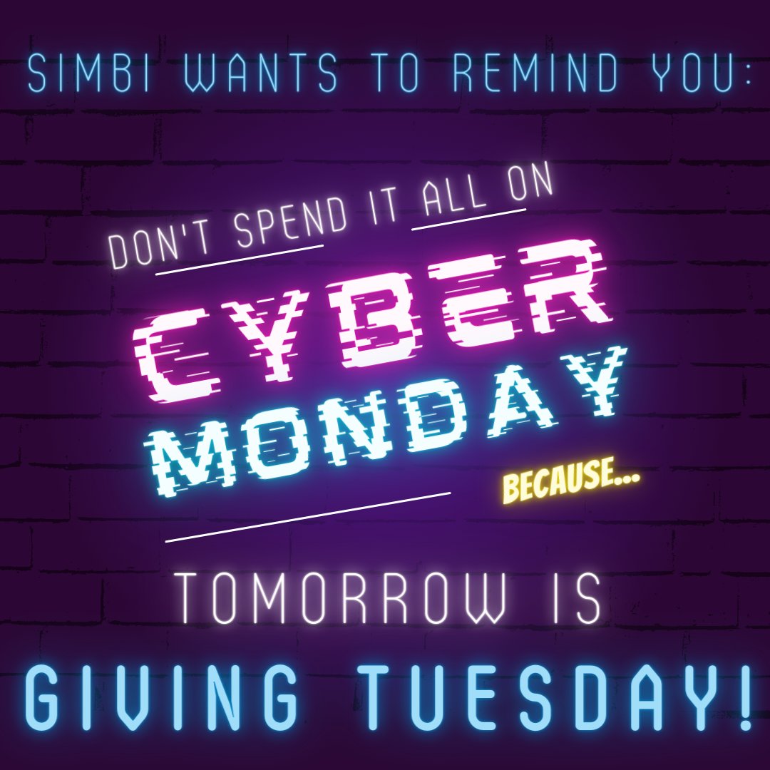 HeySimbi's tweet photo. Did you skip Black Friday this year? Skip Cyber Monday too! Giving Tuesday, when non-profits like Simbi ask donors for support, shouldn't be an afterthought to holiday consumerism! 

If you agree, check out https://t.co/1ZIoGTZ5r8 to see how you can help! 

#donate #GivingTuesday https://t.co/upssLQEeTx