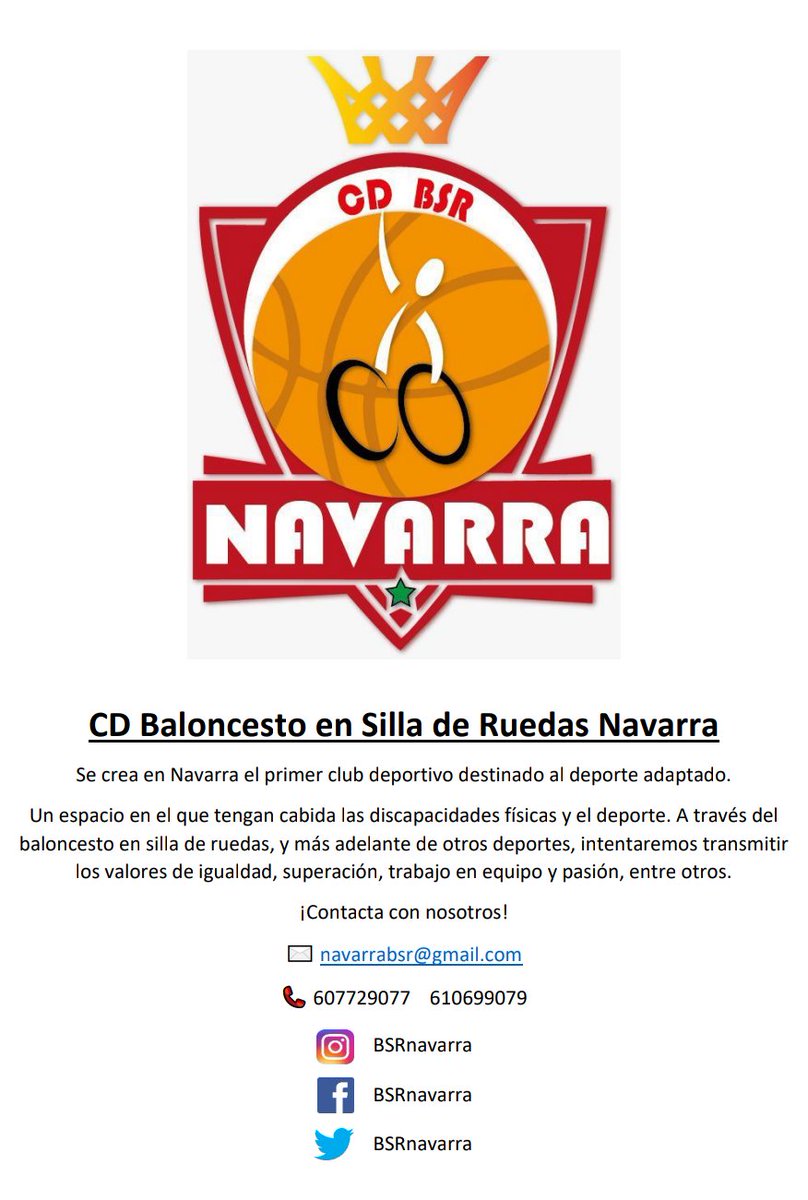 Difundir porfa.
Nacimiento de un club de baloncesto en silla de ruedas en Navarra.