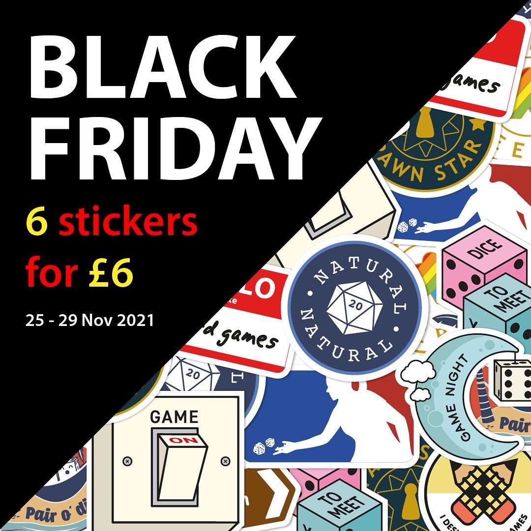 It’s the final day of our Black Friday deal! You have until midnight to get 6 stickers for £6 and FREE UK delivery - this is our lowest ever price with a saving of 33% off 👀🤩
Tap the link in our bio to our Etsy before the deal runs out ⏳⏰#boardgames #tabletopgames
