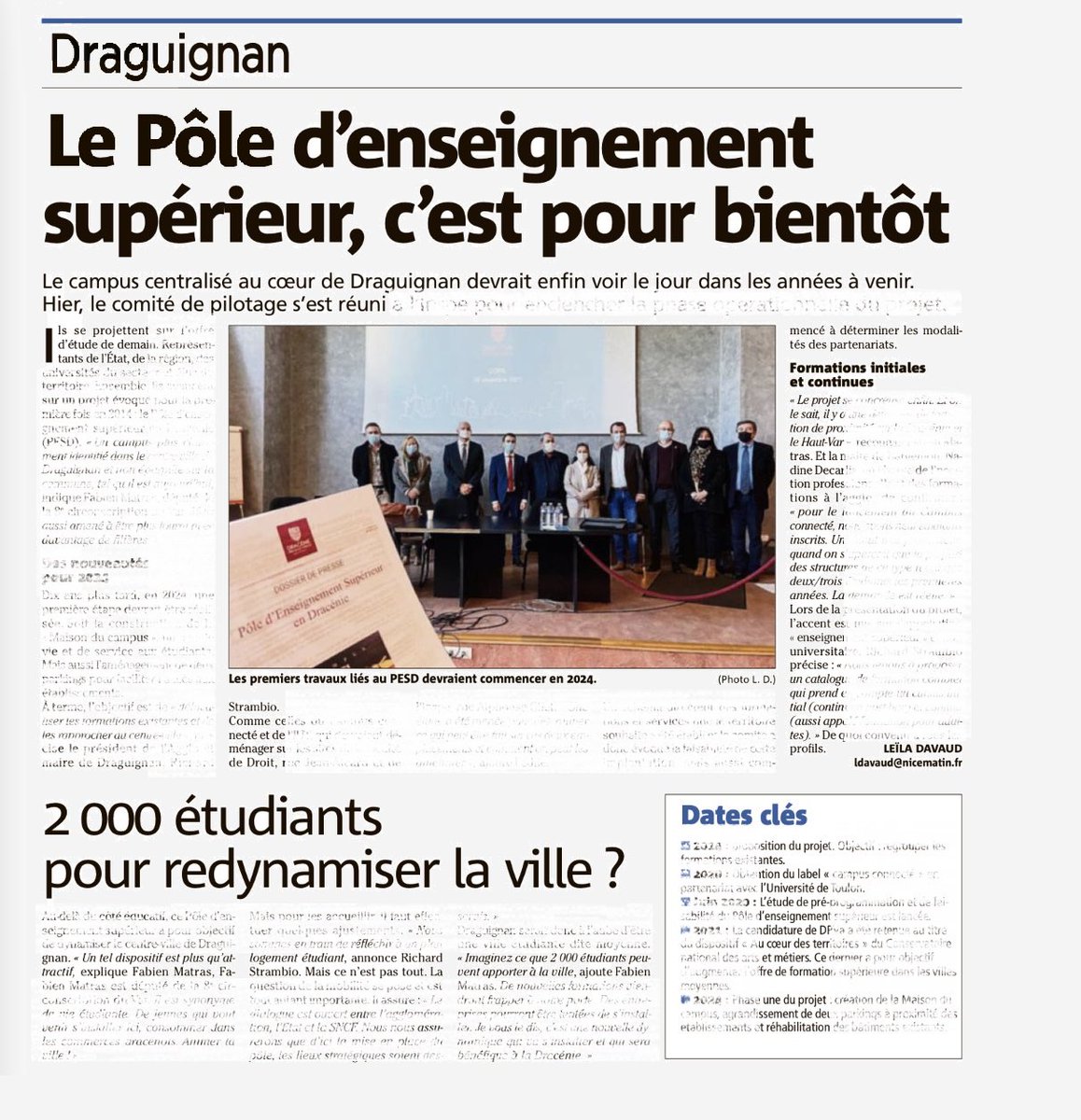 famatras's tweet photo. Le Campus universitaire regroupant toutes les formations supérieures, que j’ai initié en qualité de VP #DPVA au moment où j’étais Maire de Flayosc, est désormais à l’aube de sa réalisation. Nos jeunes méritent d’avoir accès à l’enseignement supérieur sans quitter notre territoire https://t.co/lqGgrBHxrb