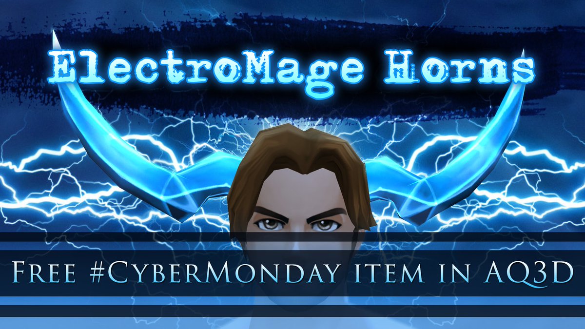 Happy #CyberMonday! I've "acquired" these shocking horns in #AQ3D and will release them for free if this post gets enough retweets!