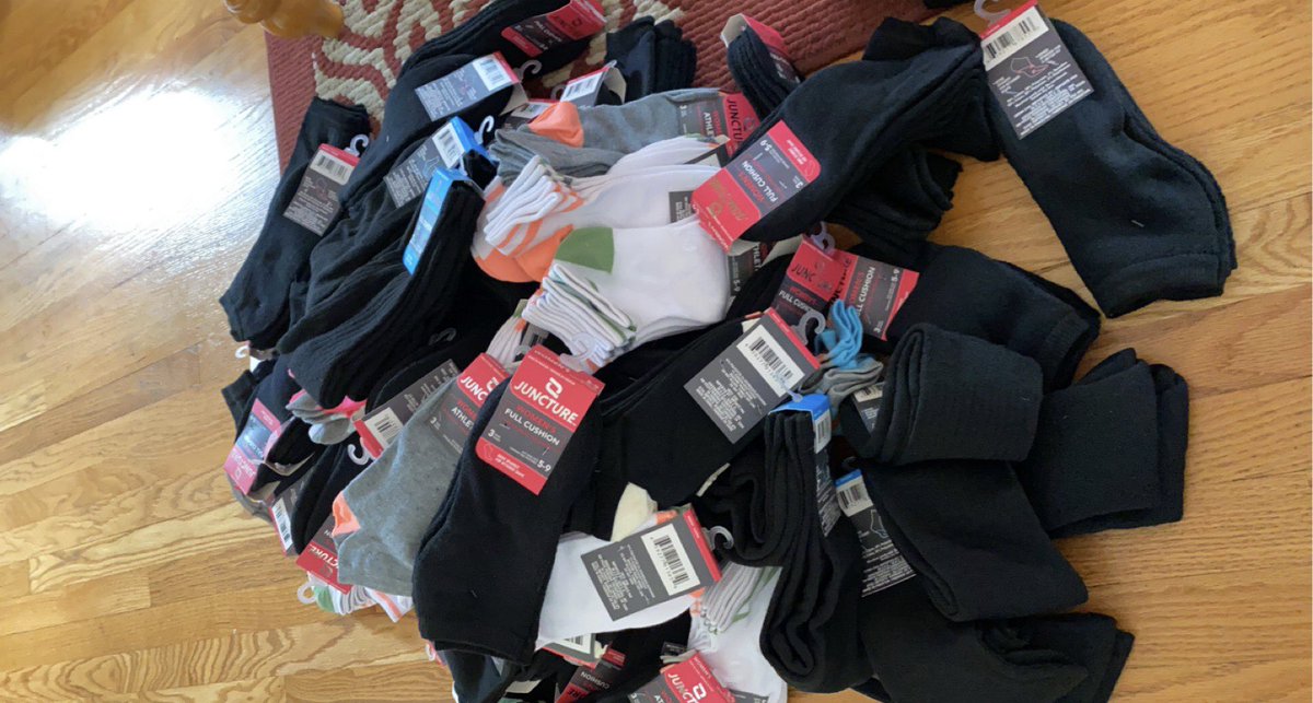 actionteamcmhs's tweet photo. This batch of 250 pairs of socks was purchased thanks to the generosity and support of: Julianna R, Katie S, Jen G, Tammy W, Amanda G, Laura C, Rachel C, Dave H, Jen M and Amy F. 

Thank you so much! 🤍 getting close to announcing the grand total! 🥳 https://t.co/sVoD9GMwPx