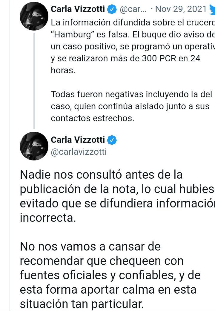 LocutoraMarian's tweet photo. #ministrosdesalud #carlavizzotti #Omicron #covidargentina #bulo #noticiafalsa https://t.co/U57WcwHX5d