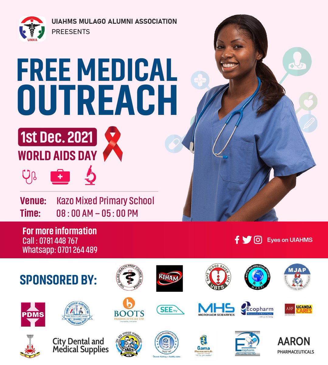 EyesOnUIAHMS's tweet photo. WORLD AIDS DAY COMMUNITY MEDICAL OUTREACH

Y'all......MEET OUR SPONSORS.

Here⬇️

- Allied Health Professionals Council
- Boots Pharmaceuticals
- @RihamUG
- City Dental &amp; Medical Supplies
- Eloipharm - Uganda  LTD 
- Gama Pharmaceuticals
1/2 https://t.co/VRTYTZ5qwz