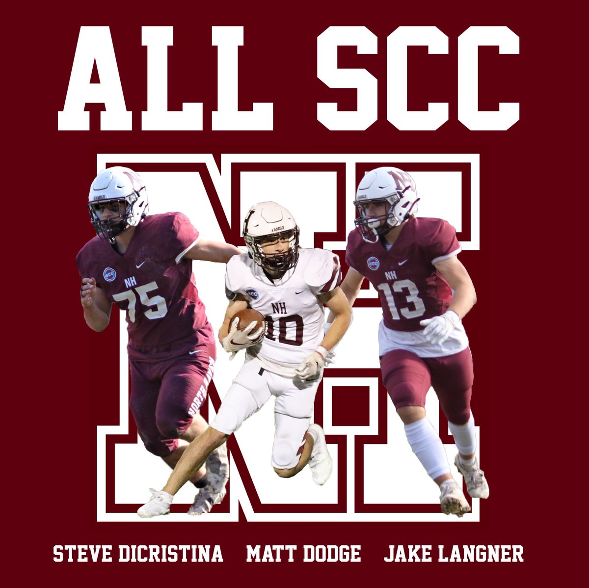 NHHSFootball's tweet photo. Congratulations to our All-SCC Tier 1 selections!
🏈 Steve DiCristina (OL)
🏈 Matt Dodge (DB)
🏈 Jake Langner (LB)
#thisisNHfootball #cthsfb https://t.co/tJM2HKuciJ