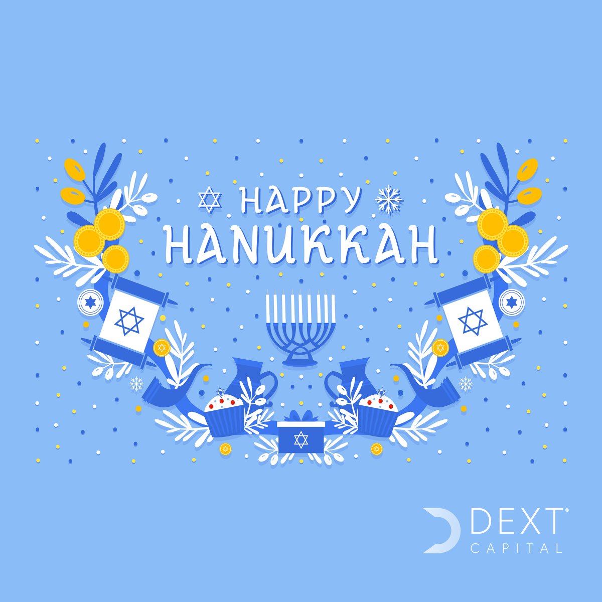DextCapital's tweet photo. A little more love and a little more light every night. That's the joy of Hanukkah.

Happy Hanukkah from Dext Capital https://t.co/05VDbQdWSp