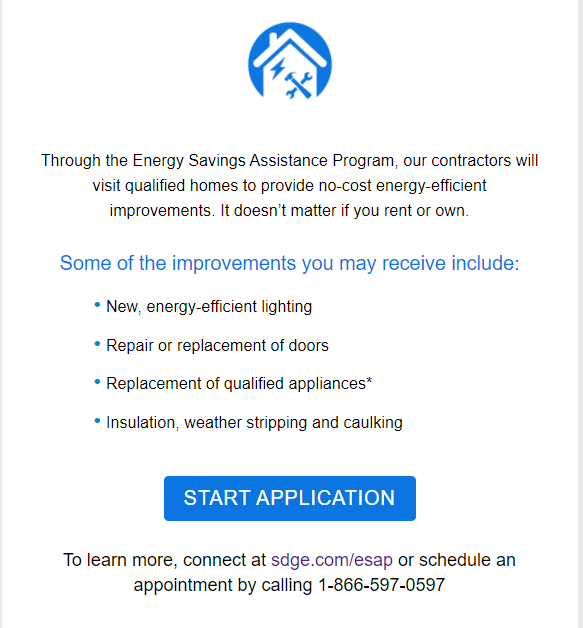 stlukessd's tweet photo. Hello friends! SDGE is offering home upgrades at no cost if you qualify. Click the following link to check your eligibility and read up on what they can do for you!
https://t.co/15oScow8Kt https://t.co/vv1Tg5c2Bb