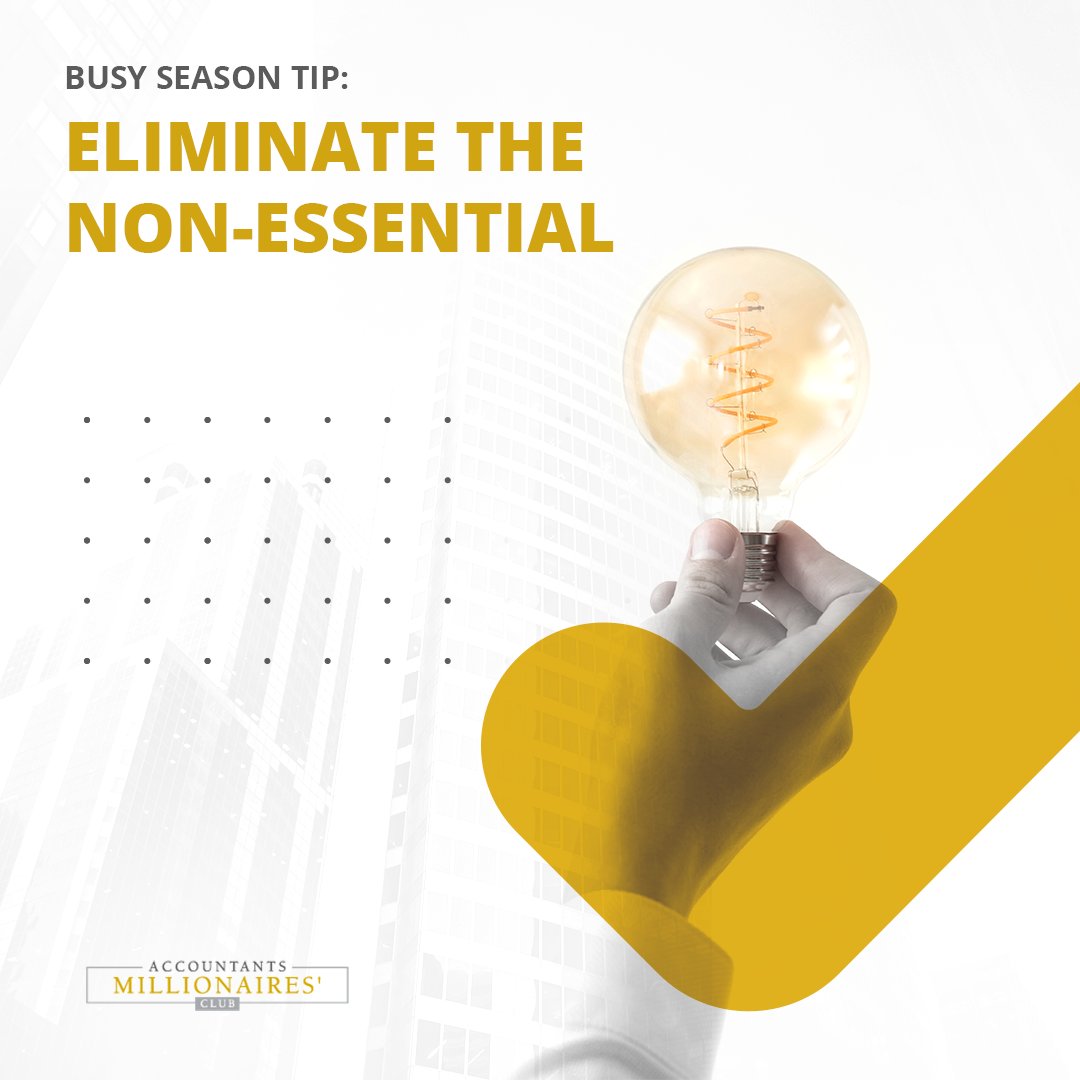 You and your team should only focus on the essential stuff, which is going to help you and them get through the urgent sets of accounts and personal tax returns to be done.

accountantsmillionaire.club/time-managemen…