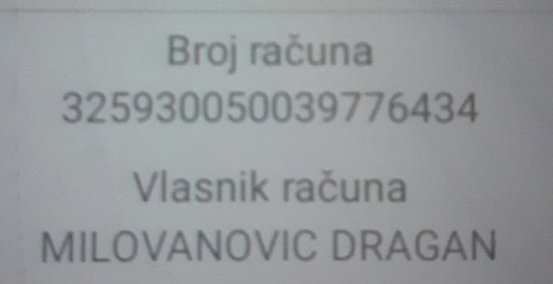 adv_terzic's tweet photo. Crni mi je javio tačan broj računa 👇 mada je i preko onoga sa stare kartice leglo nekoliko uplata, ipak molim za RT ovog tačnog računa, hvala vam u Draganovo ime ✊ https://t.co/SklW073Yf9