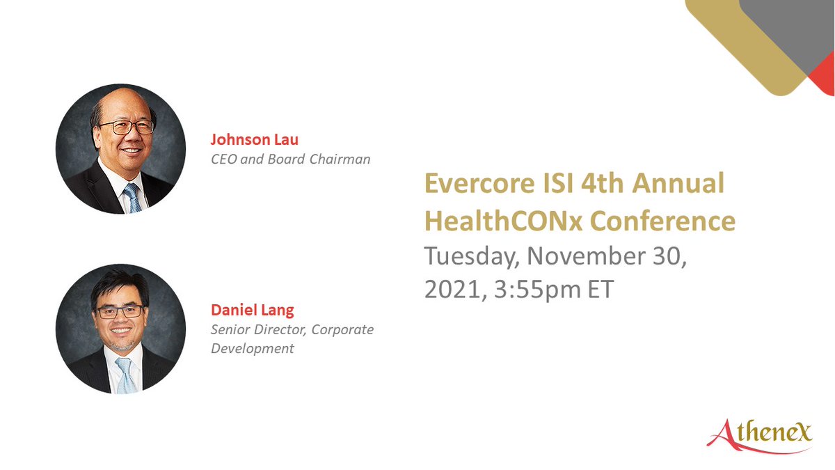 AthenexInc's tweet photo. Today we will be presenting a the Evercore ISI 4th Annual HealthCONx Conference at 3:55pm ET. For more information: https://t.co/KbCRzbgeGm #Athenex https://t.co/u7xJ6OpE4o