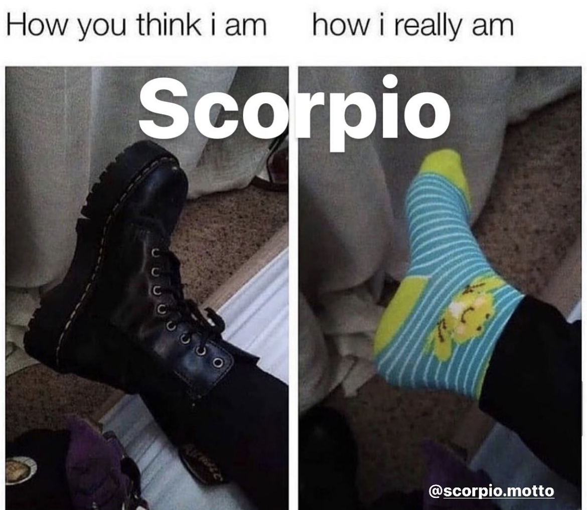 ScorpioSeason's tweet photo. People think they know us, but they really don’t.

Only those closest to #Scorpio will see our silly side 😜 

#ScorpioSeason #TeamScorpio https://t.co/bndWQf2NKM