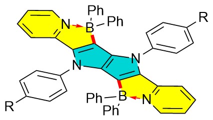 TGryko's tweet image. We discovered a route to quadrupolar, very photostable pyrrolo[3,2-b]pyrroles possessing two B−—N+ dative bonds and having strong emission in the 520-670 nm range: pubs.rsc.org/en/content/art…