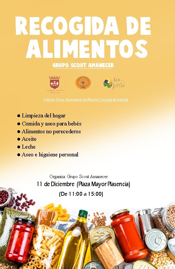 Scoutamanecer's tweet photo. Os presentamos nuestra recogida de alimentos de este año! Os esperamos en nuestro puesto en la Plaza Mayor el 11 de diciembre! https://t.co/9K97eWODLE