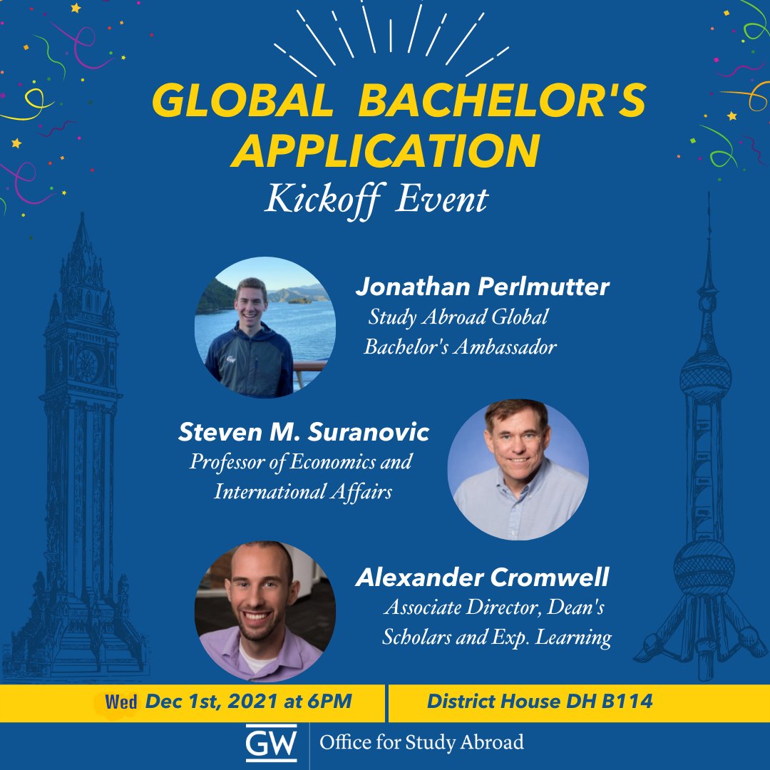 CCASAdvising's tweet image. ⭐️Calling all freshmen interested in study abroad!⭐️

Are you interested in living and studying in not just one but 𝙩𝙝𝙧𝙚𝙚 countries during your time at GW? Join Global Bachelor's experts on Wednesday (12/1) at 6pm in DH B114 to learn more about how you can make it happen!