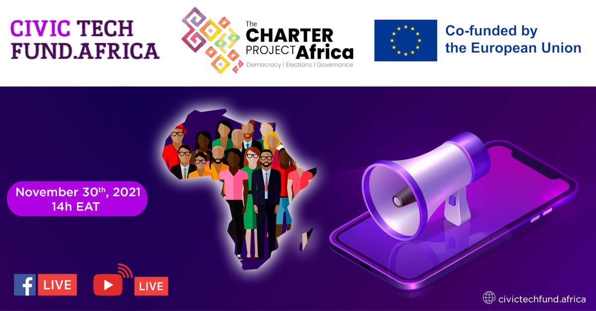 Vous êtes acteur des OSC, activiste, entrepreneur numérique ou simple citoyen et vous avez une solution/idée innovante pour la démocratie sur le continent ? 
Ne ratez pas le lancement du nouveau #CivicTech Fund Africa demain. Inscriptions 👉🏿bit.ly/3o2GdSF #CharterAfrica