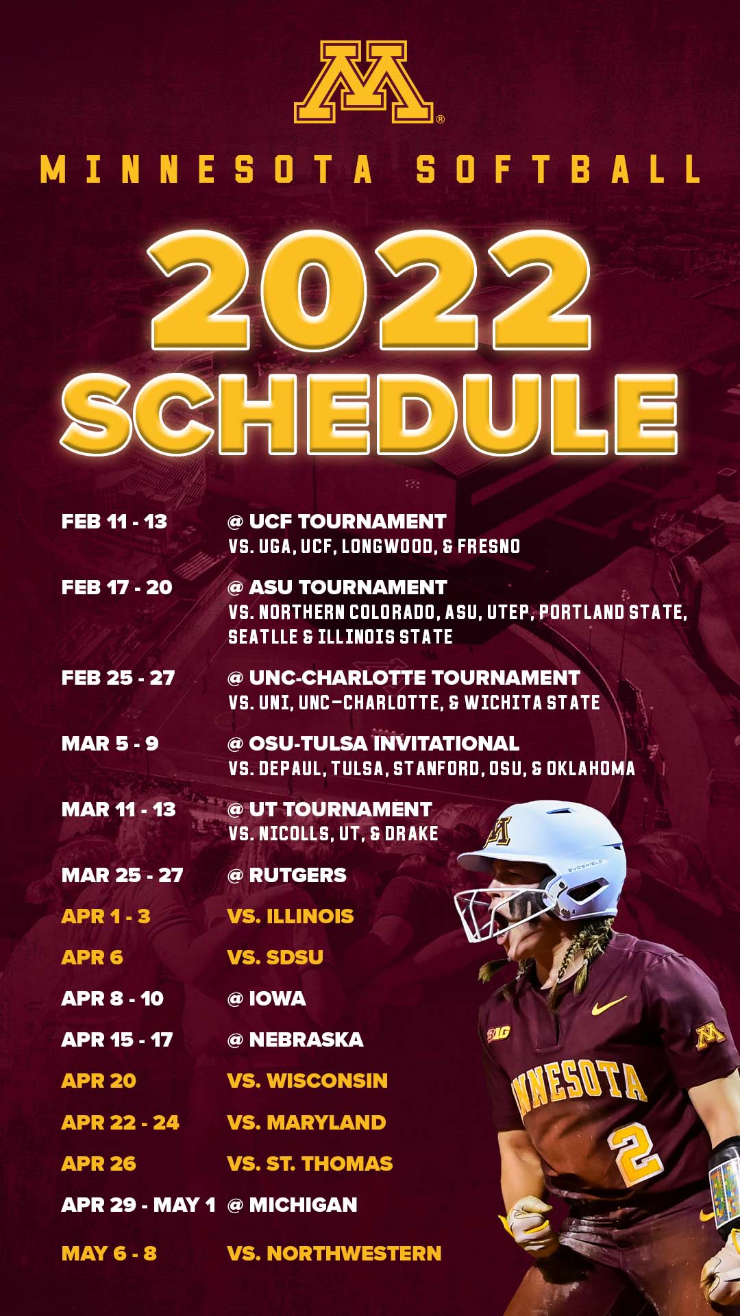 Asu Softball Schedule 2022 Minnesota Softball On Twitter: "🚨 Schedule Announcement 🚨 The #Gophers  Have A Loaded 2022 Schedule And We're So Ready For It 😁 📰:  Https://T.co/R4I3J54Zpo #Gophers | #Skiumah Https://T.co/Uqftemprlp" /  Twitter