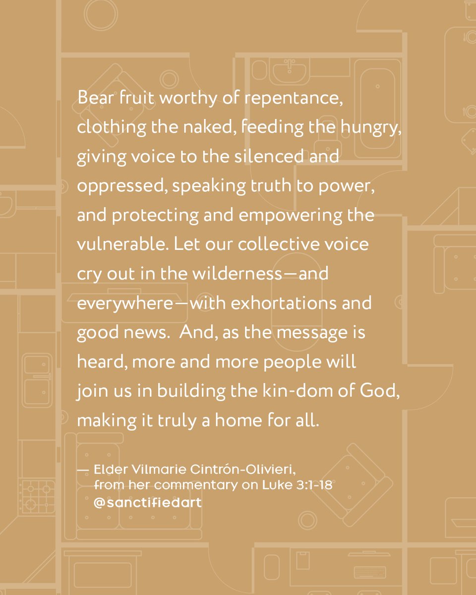 HolyTrinityBuff's tweet image. "Bear fruit worthy of repentance, clothing the naked, feeding the hungry, giving voice to the silenced and oppressed, speaking truth to power, and protecting and empowering the vulnerable." — Elder Vilmarie Cintrón-Olivieri on Lk. 3:1-18 | @sanctifiedart #closetohome #Advent2021