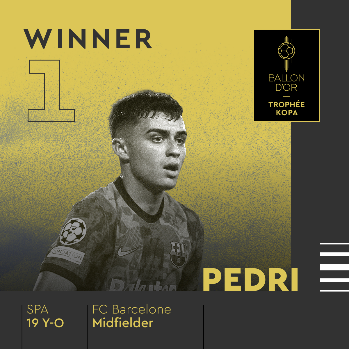 Pedri vencedor na categoria melhor jovem sub-21