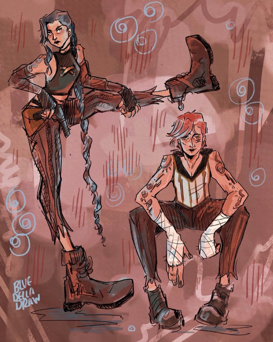 bluedelladraw's tweet photo. the grip this show has on me #arcane #jinx #violet #arcanefanart #LeagueOfLegends https://t.co/qOtI6yu16e