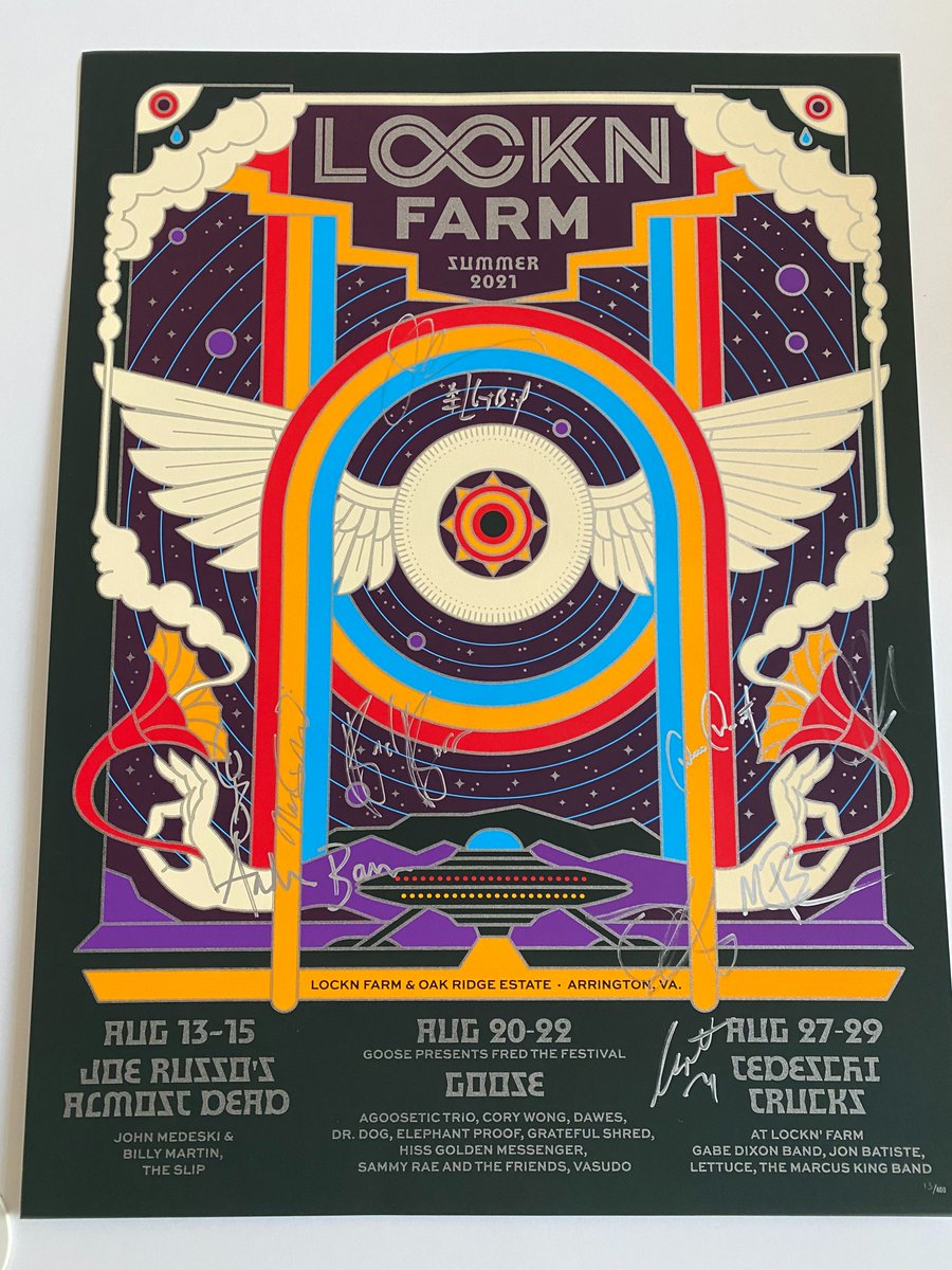 @HeadCountOrg is auctioning off a 2021 @locknfestival poster + drumhead signed by all members of Joe Russo’s Almost Dead! Place your bids and support their ongoing voter registration and civic engagement efforts. Visit CharityBuzz.com/HeadCount to start bidding today!