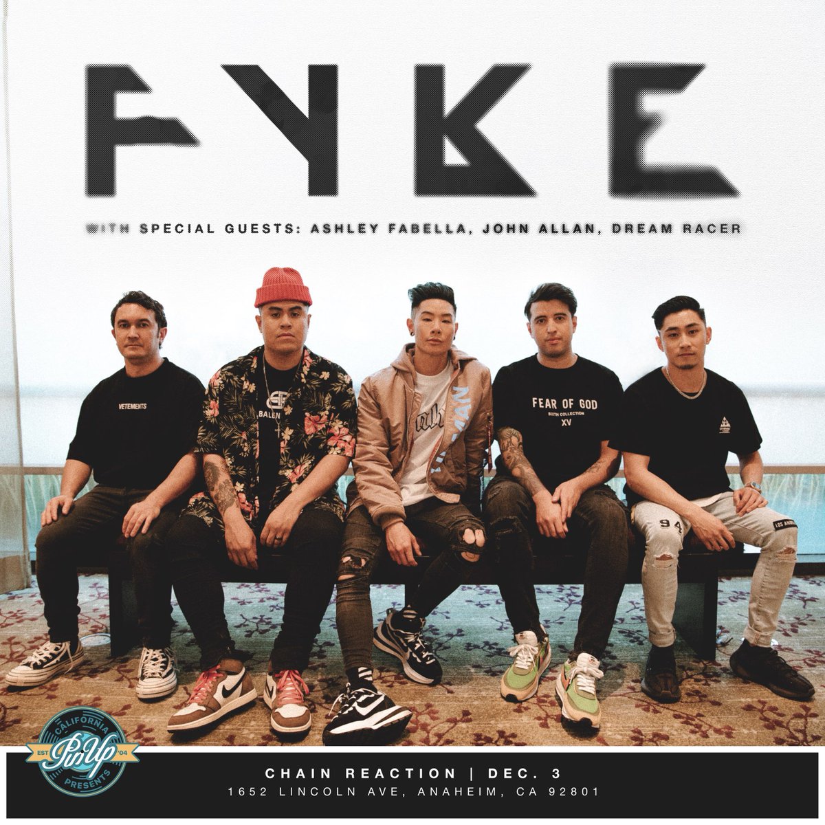PinUpPresents's tweet photo. ‼️THIS FRIDAY‼️
December 3rd, don’t miss @fykemusic at @ChainReactionCA!!🔥

All Ages / $20
Doors at 6:30
Tickets available at https://t.co/H4SwB2VDl3!

RSVP: https://t.co/MF7Dq9F7ON https://t.co/ui00zJczBf