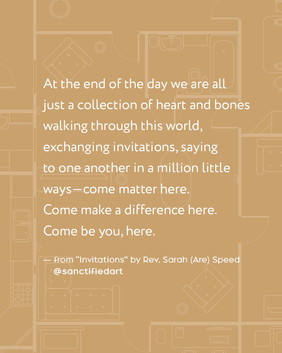 HolyTrinityBuff's tweet image. "At the end of the day we are all just a collection of heart and bones 
walking through this world, exchanging invitations, saying to one another in a million little ways—come matter here."

— from “Invitations” by Rev. Sarah Speed | @sanctifiedart #closetohome #Advent2021