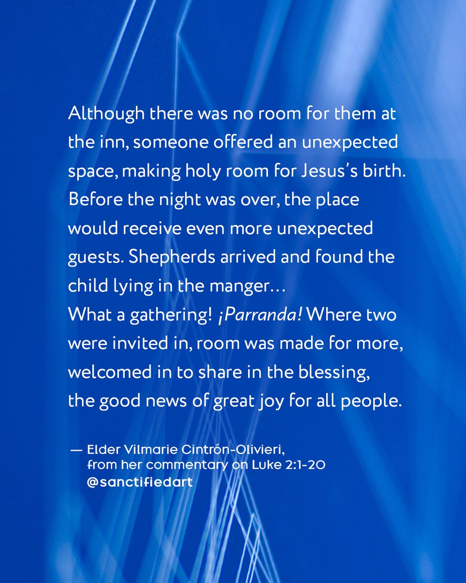 HolyTrinityBuff's tweet image. "Someone offered an unexpected space, making holy room for Jesus’s birth... Where two were invited in, room was made for more, welcomed in to share in the blessing." — Elder Vilmarie Cintrón-Olivieri on Lk. 2:1-20 | @sanctifiedart #closetohome #advent2021 #htlcadvent2021