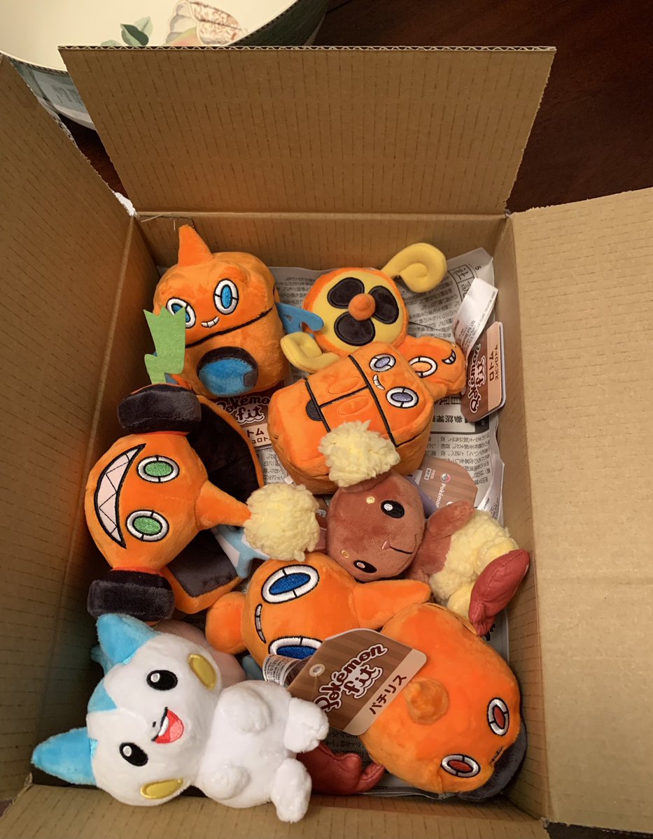 MarshalLaw's tweet photo. Got a big box of Rotom appliances, squirrel and bunny. #pokemonfit https://t.co/QUN7FgjnHx