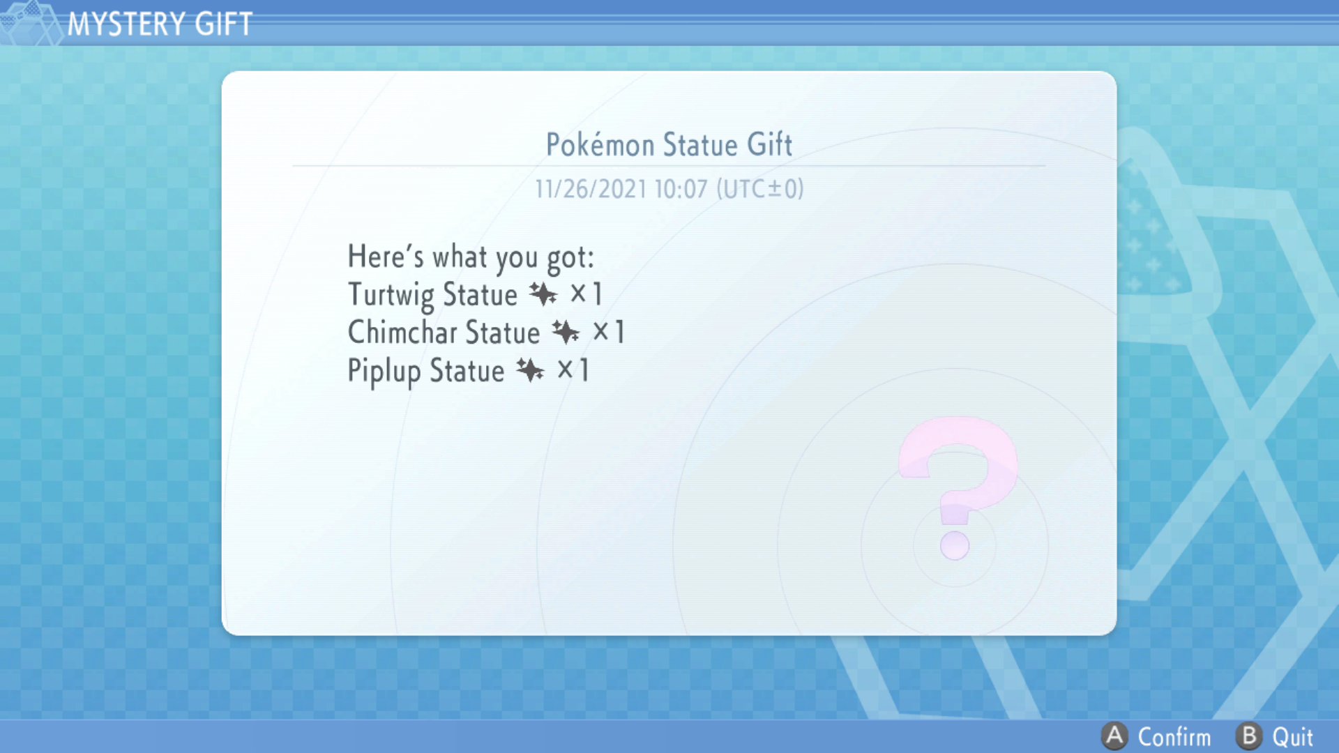 Mystery Gift codes for Pokémon Brilliant Diamond and Shining Pearl