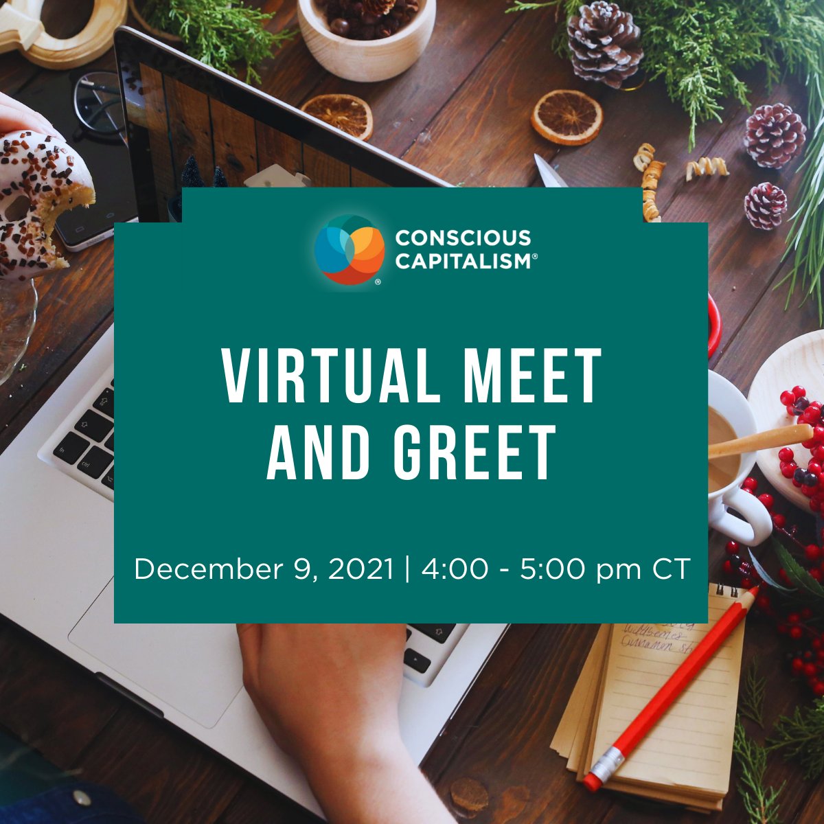 Please join us on December 9th for our next Meet and Greet! Grab your favorite holiday beverage or snack and join us online as we check-in with one another and connect with friends old and new. Register now: ow.ly/xZL650GXSq5