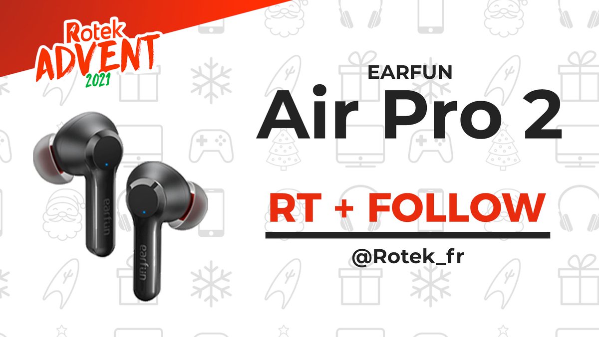 Rotek_fr's tweet image. 🎄 ROTEK ADVENT 2021 C'EST PARTI ! 🎁

Pour le premier #concours tentez de gagner les EarFun Air Pro 2 ! 🎶

Pour participer, il suffit de :
- RT ce tweet
- Suivre @Rotek_fr 🚀

Tirage au sort le 3 janvier 2022  🎲