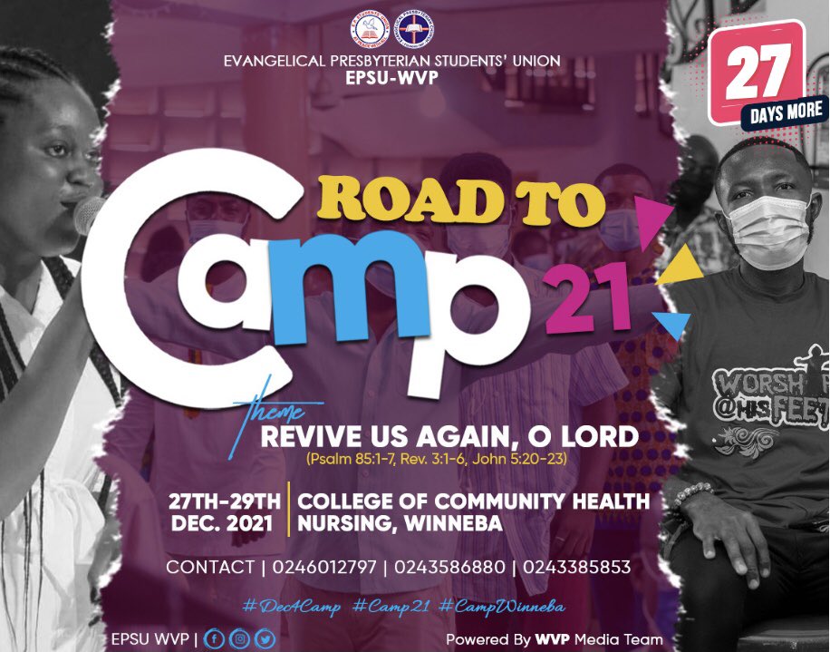 epsuwvp's tweet photo. π ROAD TO CAMP β21 π
2οΈβ£7οΈβ£ Days More to Camp β21
________________________________________
π 60 Days Read the Bible Campaign
βΆοΈ Day 33 - Joshua 15:2 - 15:12
#EPSUWestVee
#Dec4Camp
#Camp21
#CampWinneba
#EPSU https://t.co/TyHAOze5Wt