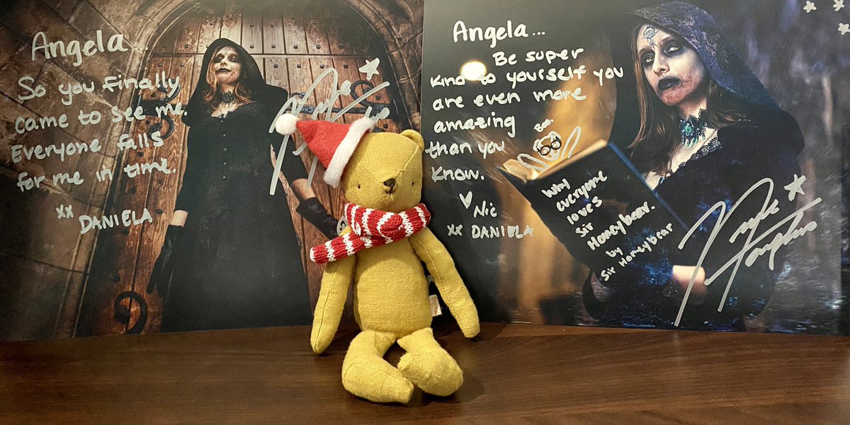 art_by_fun's tweet photo. Another Sir Honeybear doodle added to my collection! (ft. Mr. Moneybear in a Christmas outfit this time 🥰) Thank you @NikiLeeTompkins for signing my prints! I love them both ❤️ https://t.co/A1kdIo5Pn7