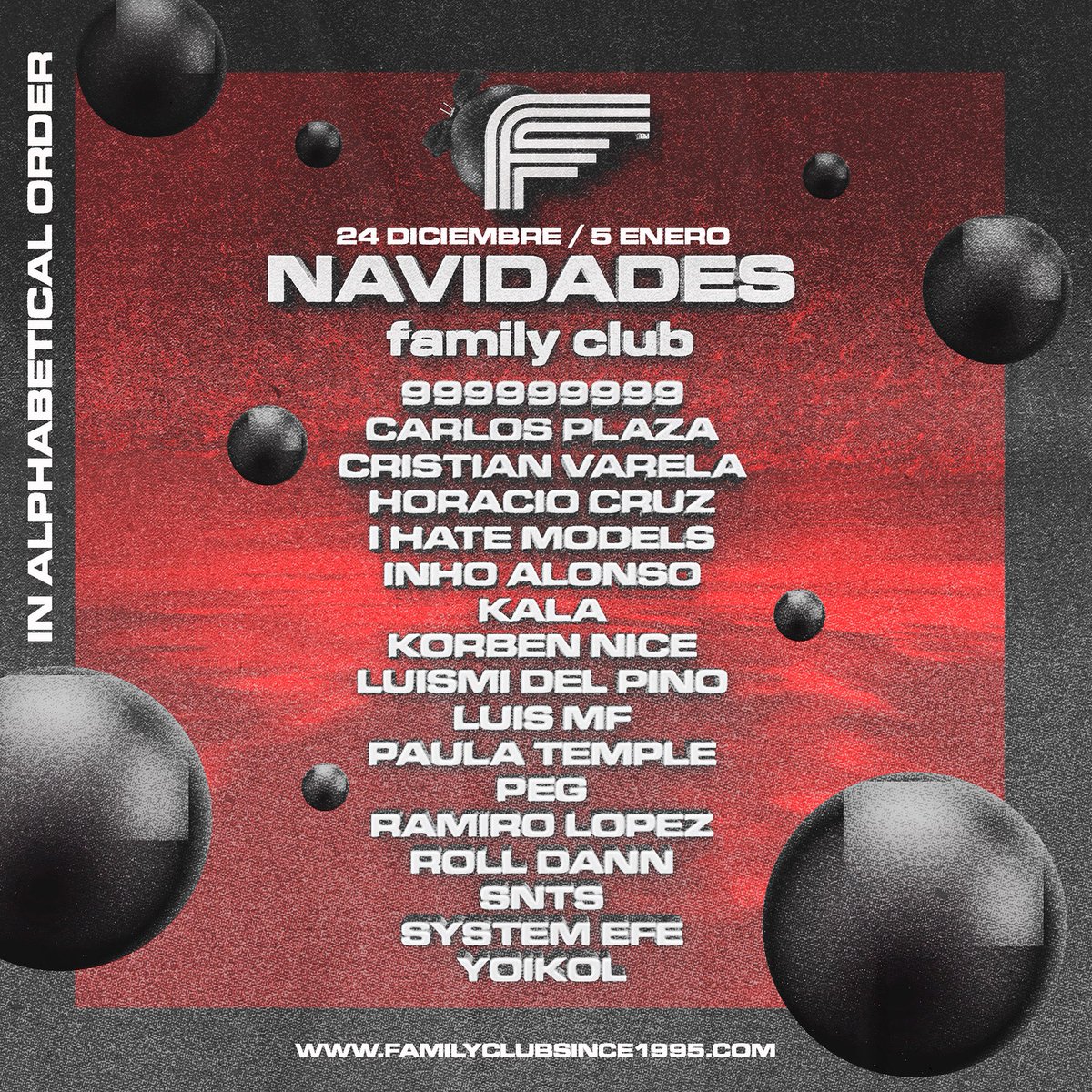 FamilyClub95's tweet photo. La 𝗡𝗮𝘃𝗶𝗱𝗮𝗱 𝗽𝗲𝗿𝗳𝗲𝗰𝘁𝗮 es esto, es 𝗙𝗮𝗺𝗶𝗹𝘆 𝗖𝗹𝘂𝗯 🚨 

>2 fechas increíbles - 𝙽𝚘𝚌𝚑𝚎𝚋𝚞𝚎𝚗𝚊 y 𝙽𝚘𝚌𝚑𝚎 𝚍𝚎 𝚁𝚎𝚢𝚎𝚜, un cartel apoteósico 💣

Consigue ya tu 🅿🅰🅲🅺 para los dos eventos en nuestros RR.PP. x 𝟑𝟔€ con 4 drinks (2 para cada evento) https://t.co/C4KsOijXmr