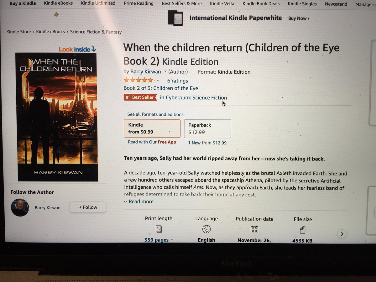 Eden_Paradox's tweet photo. New SF release hits #1 spot in 4 days! When the children return, characters to die for! Just #99c #SCIFI #cyberpunk #sciencefiction #kindledeals  https://t.co/oCOfx8PnI5 https://t.co/qfaXaKcjyw
