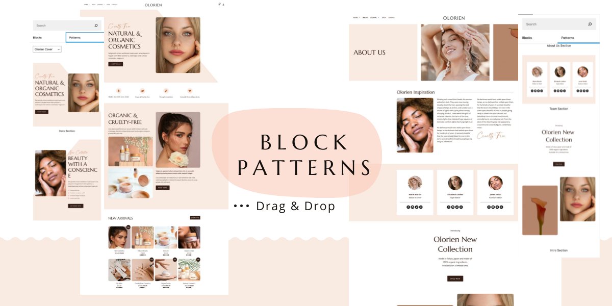 Ana_Segota's tweet image. Our new @WooCommerce theme "Olorien" is packed with ready-to-use block patterns which make creating pages from scratch an easy drag-and-drop experience
woocommerce.com/products/olori…
#WooCommerce #Gutenberg 
#BlockPatterns #WordPress