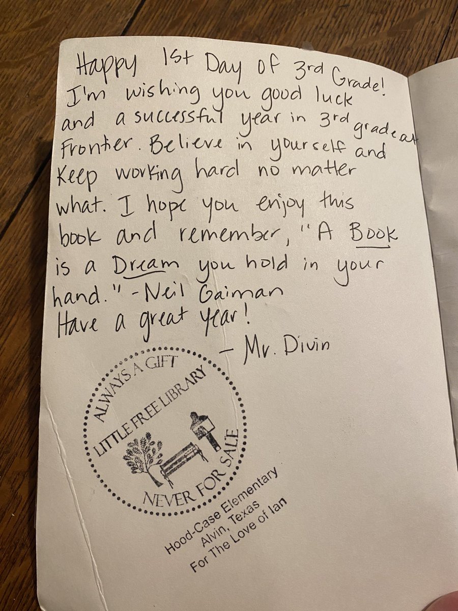 Jenn5934's tweet photo. Thrifted stock for my little free library. I love that this teacher quoted you, @neilhimself ! I put your books in my LFL whenever I can find them! #LittleFreeLibrary https://t.co/scZKLRWAcT